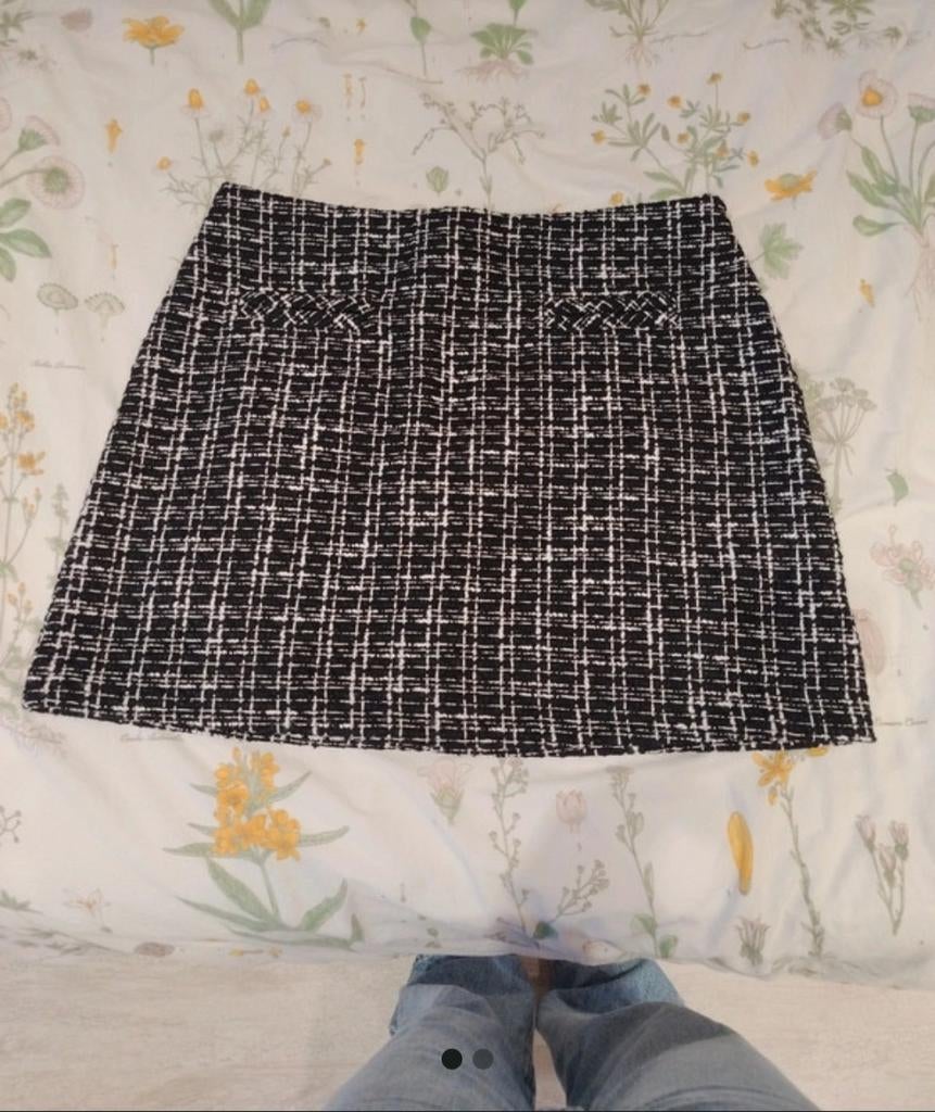 Zwart-witte tweed rok met zakken, Kleding | Dames, Rokken, Zwart, Maat 42/44 (L), Ophalen of Verzenden, Boven de knie