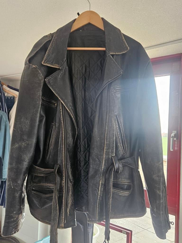 Vintage echt lederen jas XL, Ophalen of Verzenden, Gedragen, Maat 56/58 (XL), Zwart
