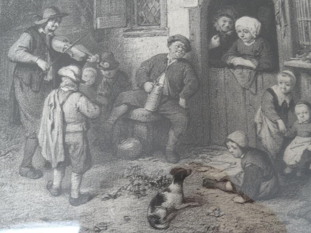 Steendruk Blinde vioolspeler bij huisje, Isaac van Ostade, Antiek en Kunst, Kunst | Etsen en Gravures, Verzenden