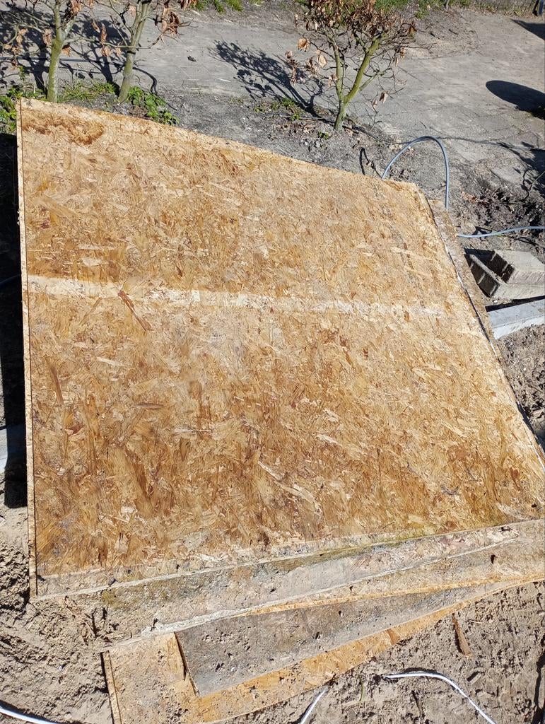 Gratis restanten zware OSB platen, Doe-het-zelf en Verbouw, Platen en Panelen, Ophalen, Gebruikt, Overige materialen, 20 tot 50 mm
