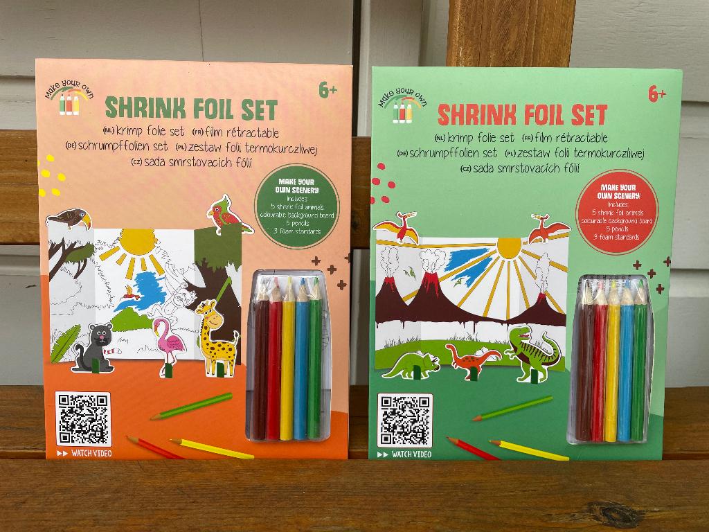 Shrink foil / krimp folie dieren set knutselen dino’s NIEUW, Ophalen of Verzenden, Nieuw