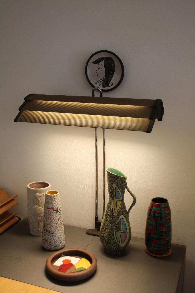 Vintage bureau lamp metaal met tl jaren 50/60 design., Ophalen, Gebruikt, 50 tot 75 cm, Bureau lamp