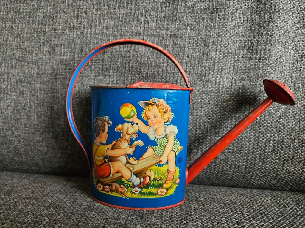 Vintage blikken kinder gieter met afbeeldingen, Ophalen of Verzenden