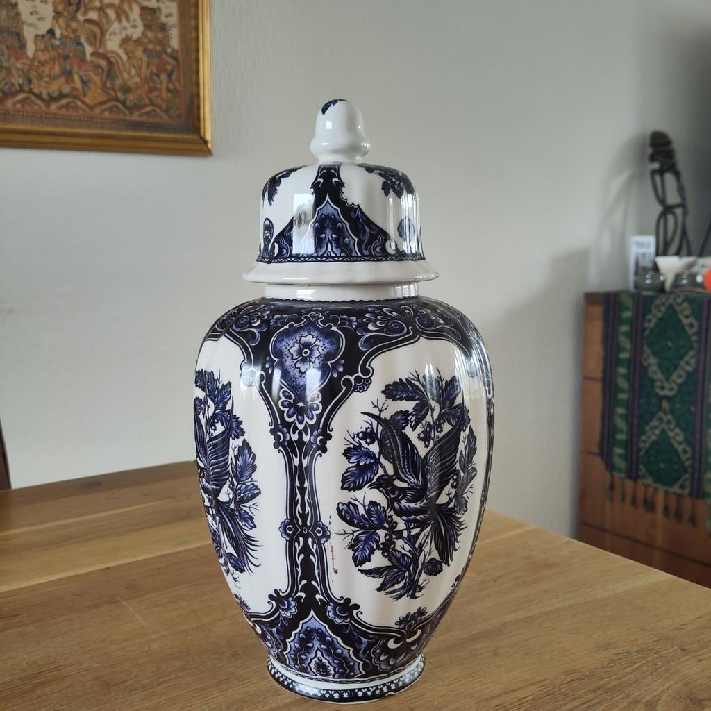 Delfts Blauw Gemberpot met Deksel - Decoratieve Vaas, Ophalen