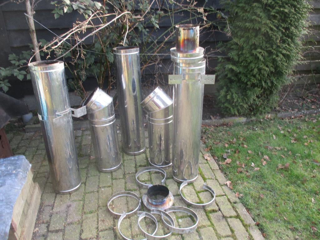 Kachelpijpen Poujoulat 155 mm  215  mm., Ophalen, Houtkachel, Zo goed als nieuw, Vrijstaand