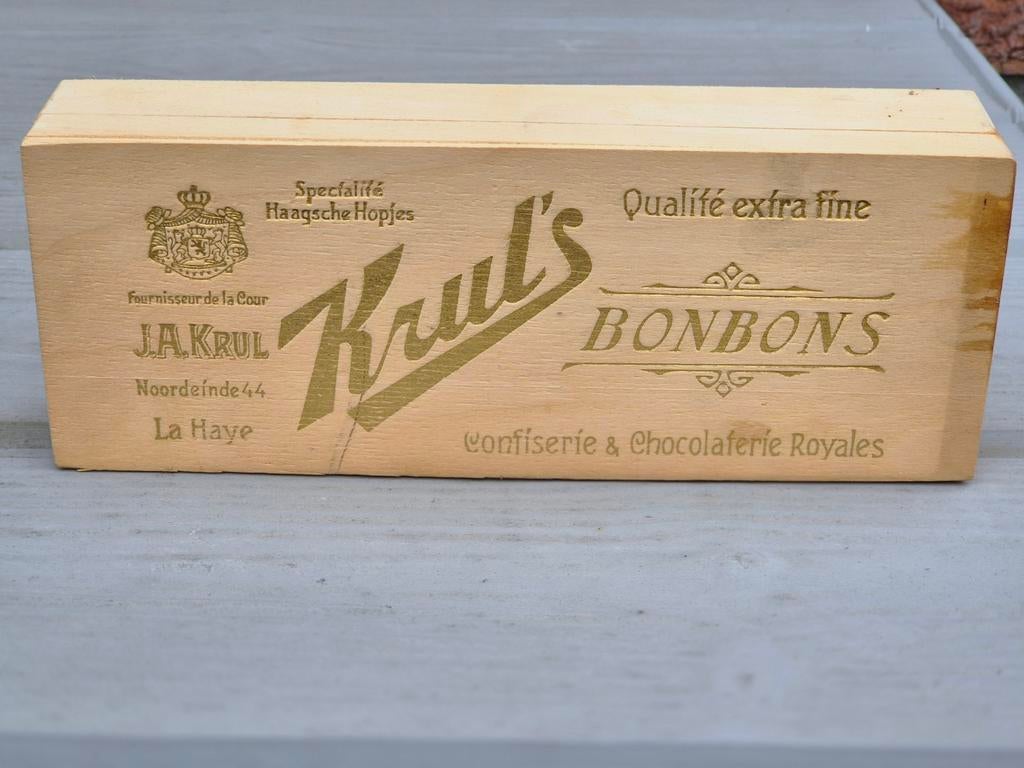 Krul Den Haag  Bonbons houten kist, Ophalen of Verzenden, Gebruikt, Overige