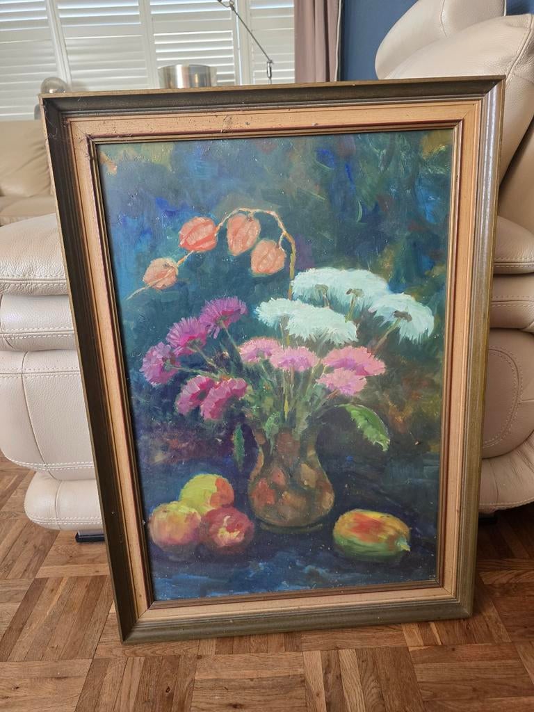 Bloemen stilleven in prachtige lijst, Ophalen of Verzenden