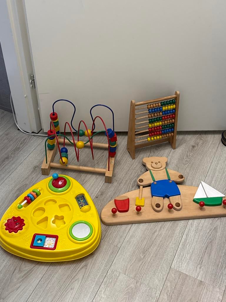 Houten kralenframe, telraam en speelbord, Ophalen, Gebruikt, Overige typen