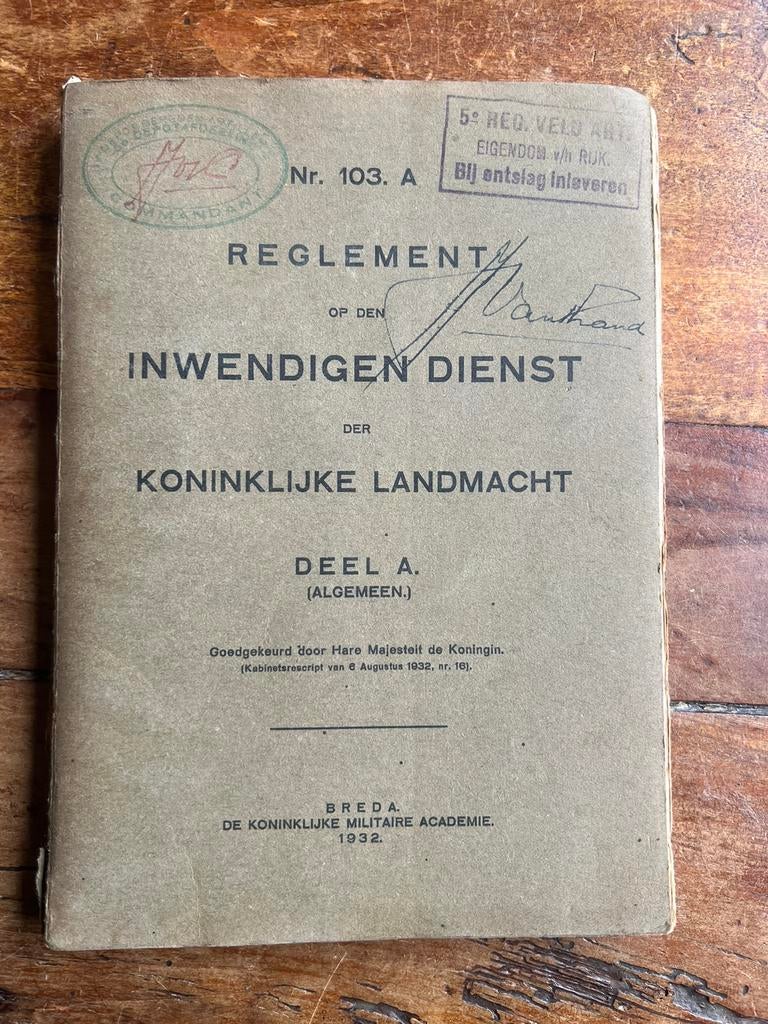 Nederlands voorschrift oa uniform klewang Leiden IV Dep BA, Verzamelen, Ophalen of Verzenden, Nederland, Boek of Tijdschrift