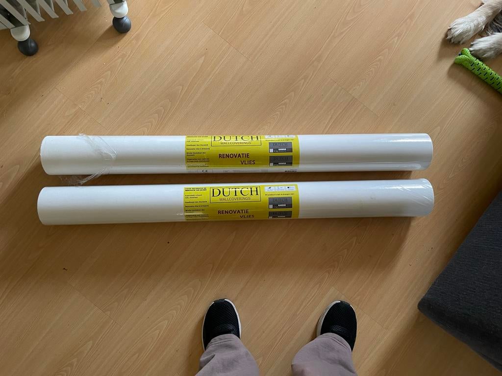 2 rollen DUTCH Wallcoverings renovatie vlies, Ophalen of Verzenden, 50 tot 75 m², Wit