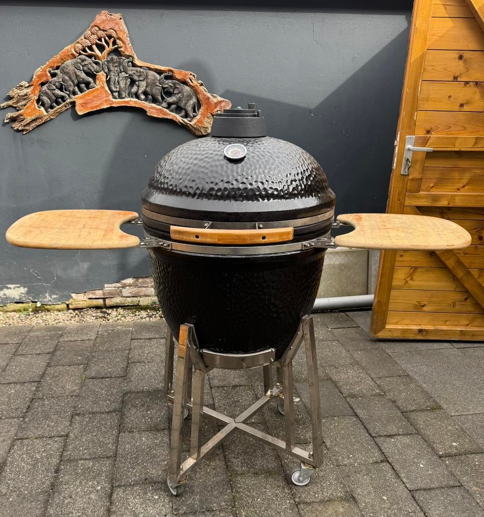 Luxe Keramische Kamado BBQ-Big Green Egg stijl met onderstel, Tuin en Terras, Houtskoolbarbecues, Zo goed als nieuw, Ophalen