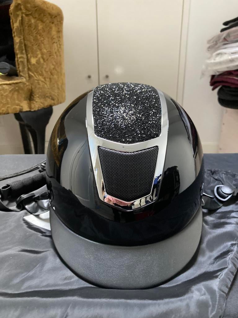 Cap HH Matterhorn sparkle M 56-58 zwart/zilver rijhelm, Dieren en Toebehoren, Paardrijkleding, Ophalen of Verzenden, Zo goed als nieuw