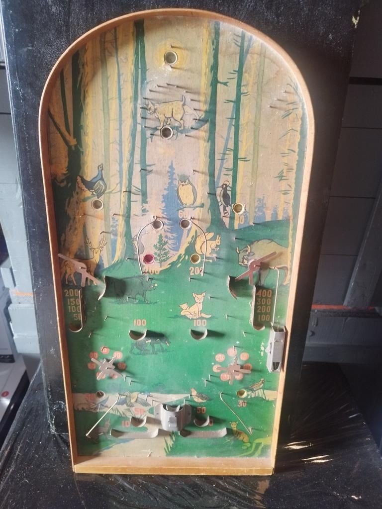 Vintage houten flipperkast bosdieren thema, Ophalen of Verzenden, Gebruikt