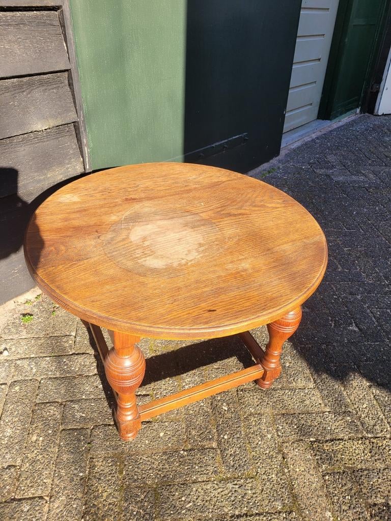 Bijzettafeltje salontafeltje eikenhout diameter 63cm, Ophalen