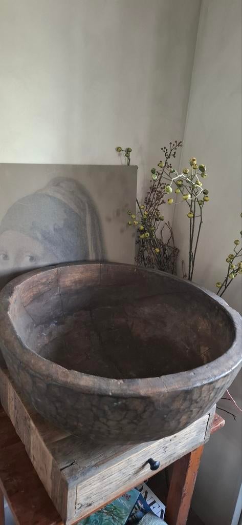 Grote houten bowl, bak,schaal, Huis en Inrichting, Woonaccessoires | Schalen en Manden, Ophalen of Verzenden, Rond, Hout