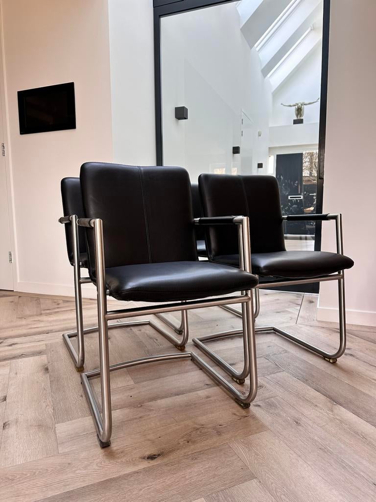 4/6/8/10 zwart leder Henders & Hazel design eetkamerstoelen, Ophalen, Zwart, Niet opgegeven, Zo goed als nieuw