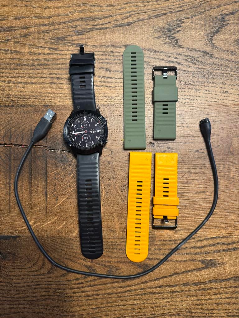 Garmin Fenix 6X Pro GPS Smartwatch met extra bandjes, Sieraden, Tassen en Uiterlijk, Sporthorloges, Afstand, Zwart, Ophalen of Verzenden