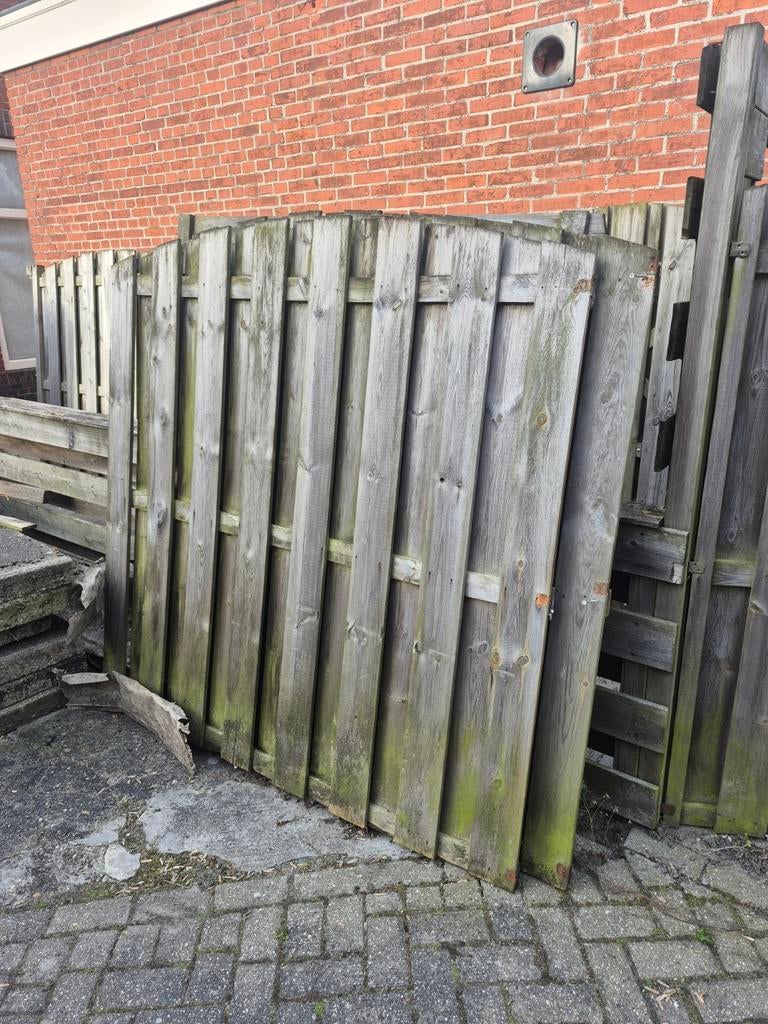 Gebruikte schuttingdelen, ca. 15 meter, redelijke staat, Tuin en Terras, Ophalen, 6 meter of meer, Hout, 1 tot 2 meter
