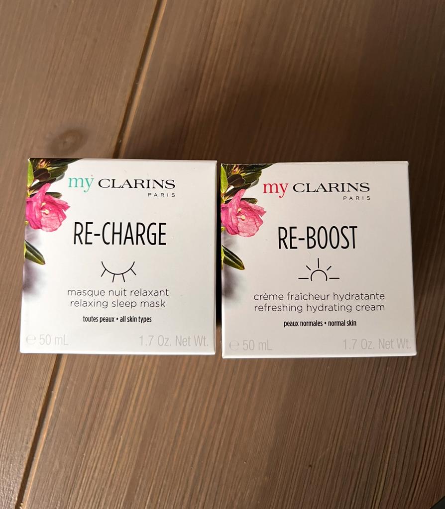 My Clarins Re-boost en Re-charge (dagcreme en nachtcreme), Ophalen of Verzenden, Nieuw, Gehele gezicht, Verzorging