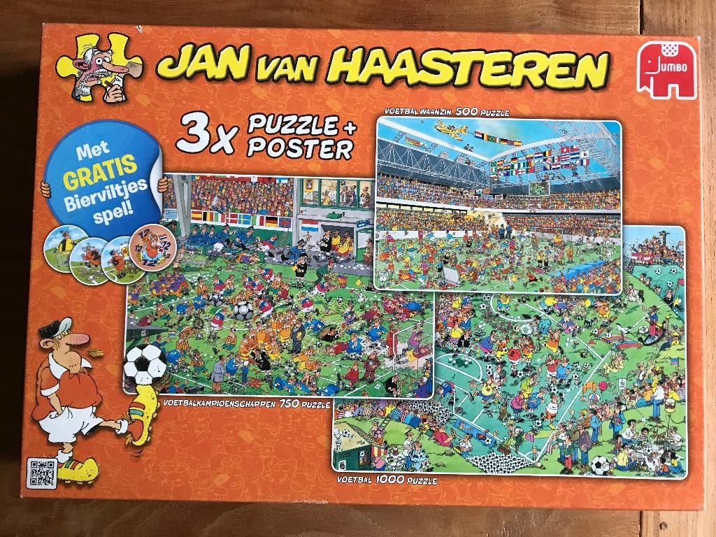 puzzel haasteren 3x voetbal - 500, 750 en 1000 - compleet, Ophalen of Verzenden, 500 t/m 1500 stukjes, Zo goed als nieuw, Legpuzzel