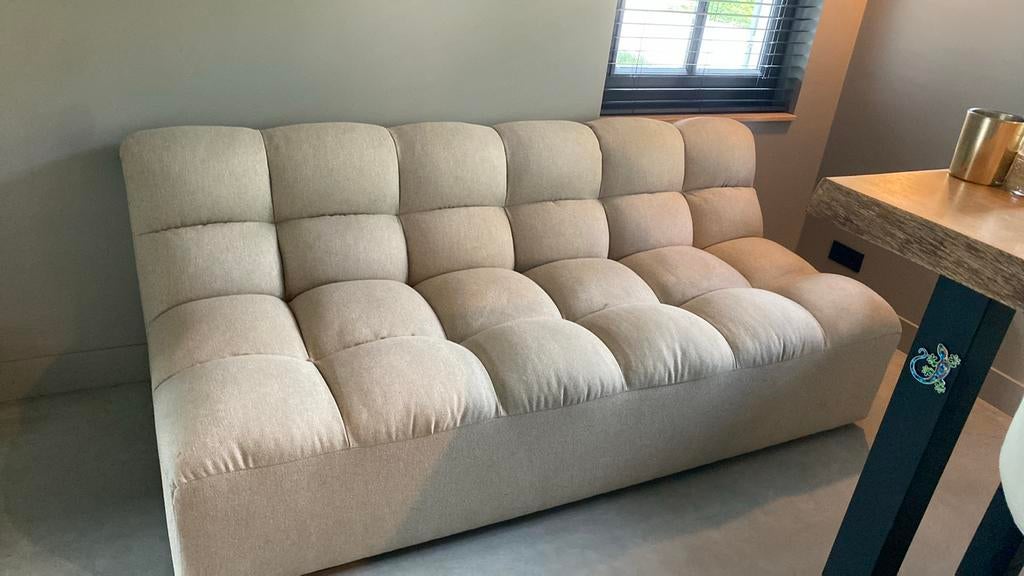 Beige bank, Driepersoons, 75 tot 100 cm, Ophalen of Verzenden, Zo goed als nieuw