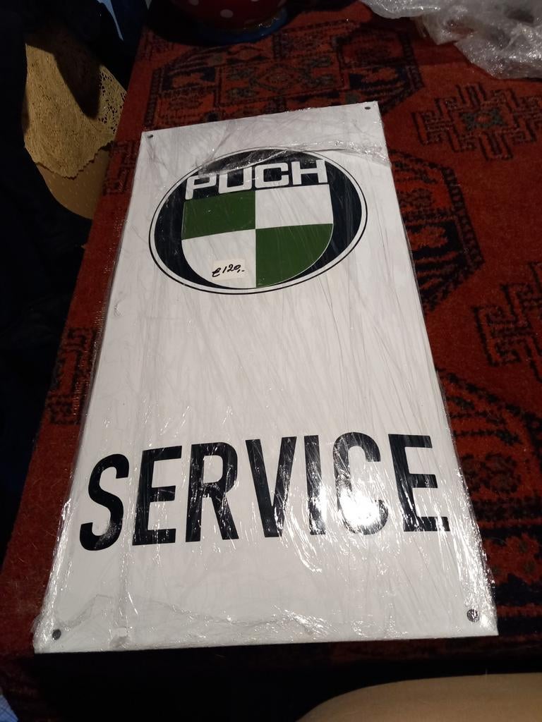 Super mooi groot emaile bord 60x30cm  Puch, Ophalen of Verzenden, Zo goed als nieuw, Reclamebord