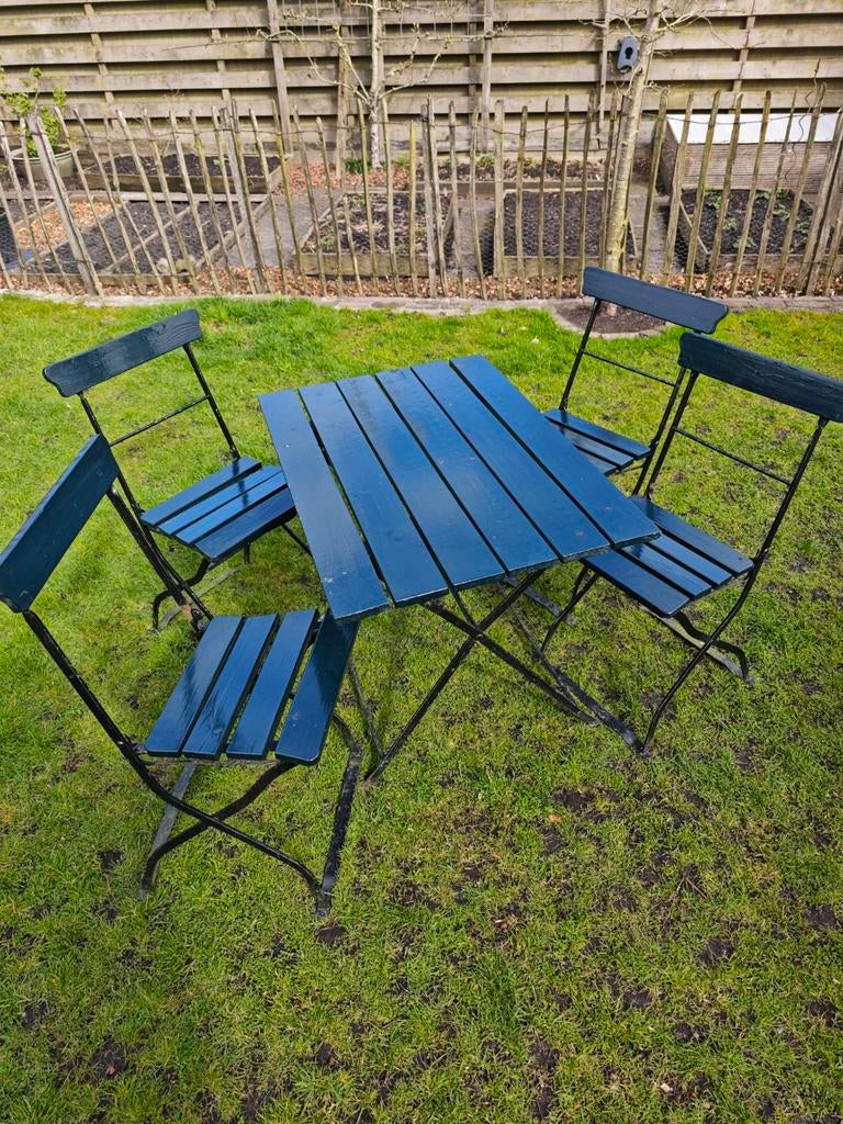 Bistro set met 4 stoelen en tafel, Ophalen, Gebruikt, Tuinset, Eettafel