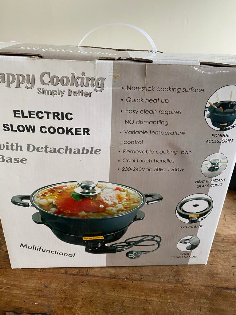 Happy Cooking Elektrische Slowcooker met Afneembare Bodem, Witgoed en Apparatuur, Slowcookers, Ophalen of Verzenden, Nieuw