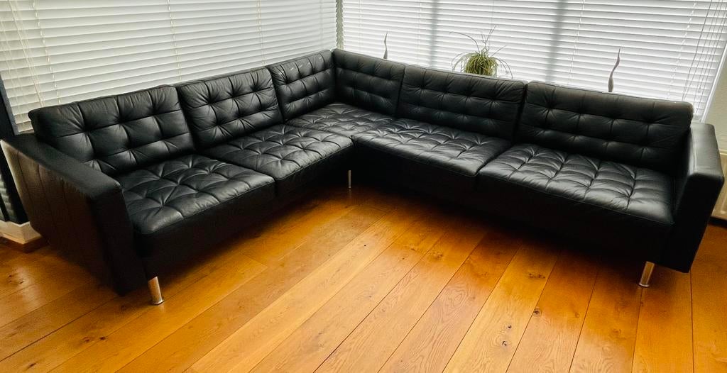 Leren hoekbank Landskrona van Ikea, Ophalen, Gebruikt, Leer