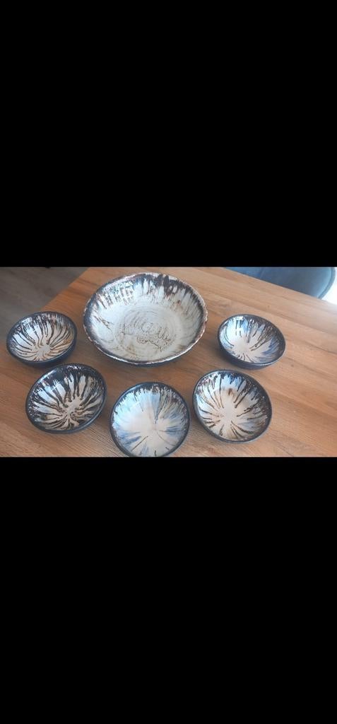 Grote schaal met 5 kleine schaaltjes, Ophalen of Verzenden