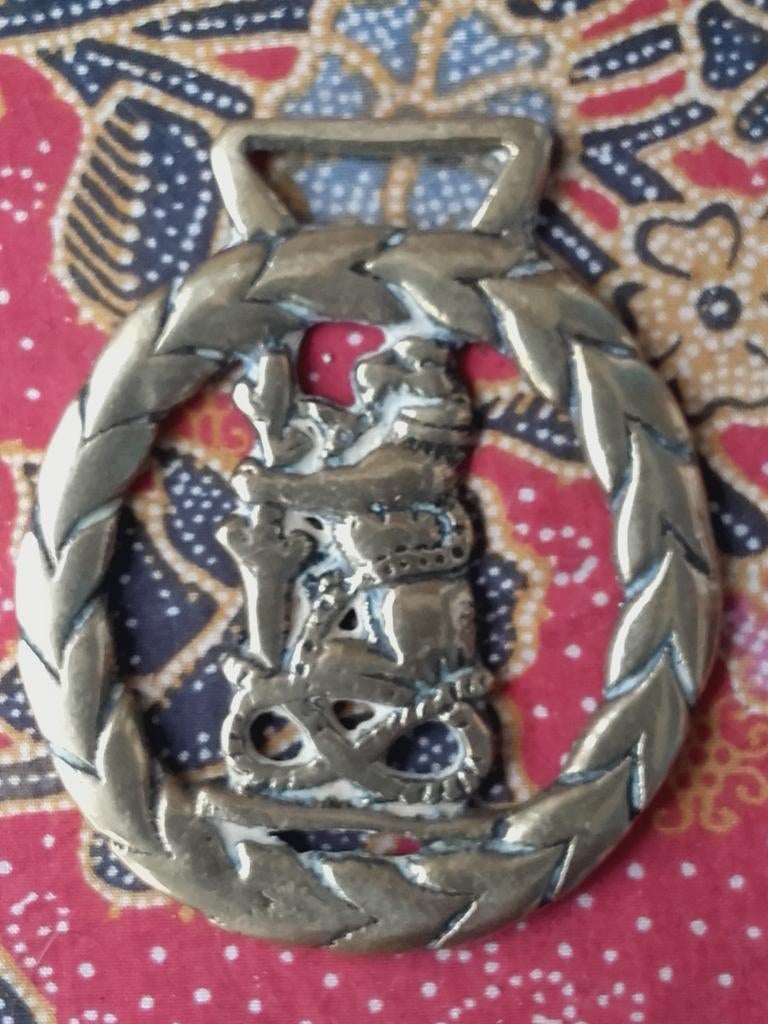 Zeldzaam antiek kleppermannetje uit Engeland met een leeuw., Ophalen of Verzenden, Koper