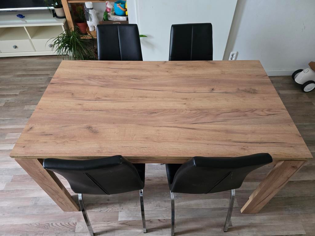 Dining Table (140x80 Eettafel )+ Chairs (Stoelen)- Oak wood, Ophalen, 100 tot 150 cm, Eikenhout, 50 tot 100 cm