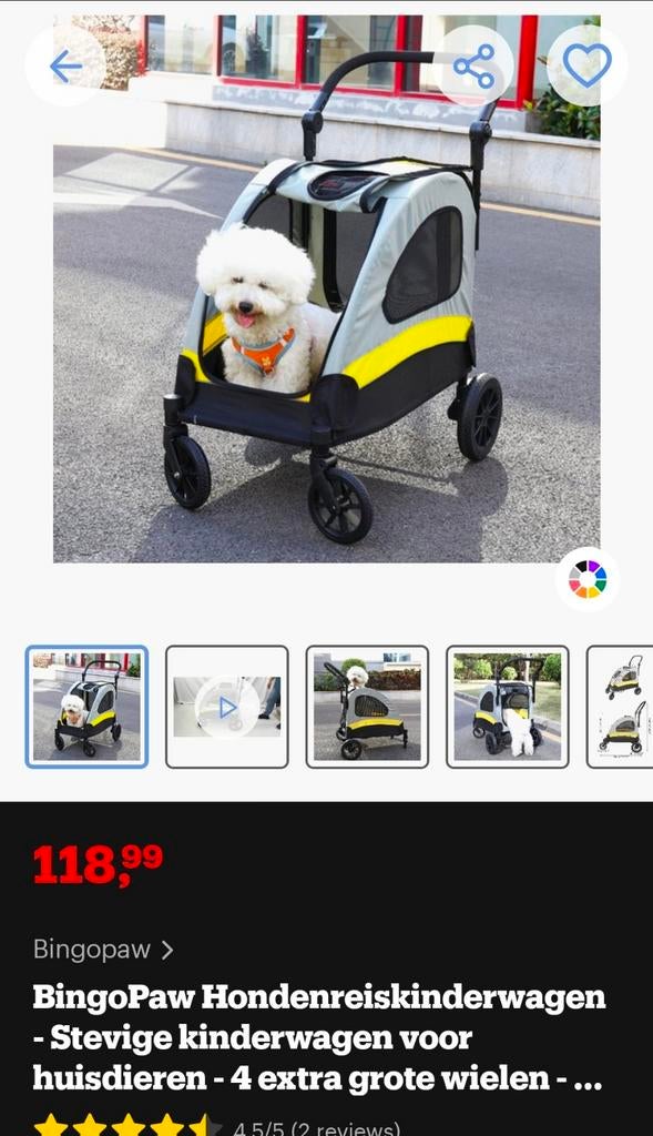 Hondenbuggy merk Bingopaw, Bingopaw, Minder dan 20 kg, Nieuw, Ophalen of Verzenden