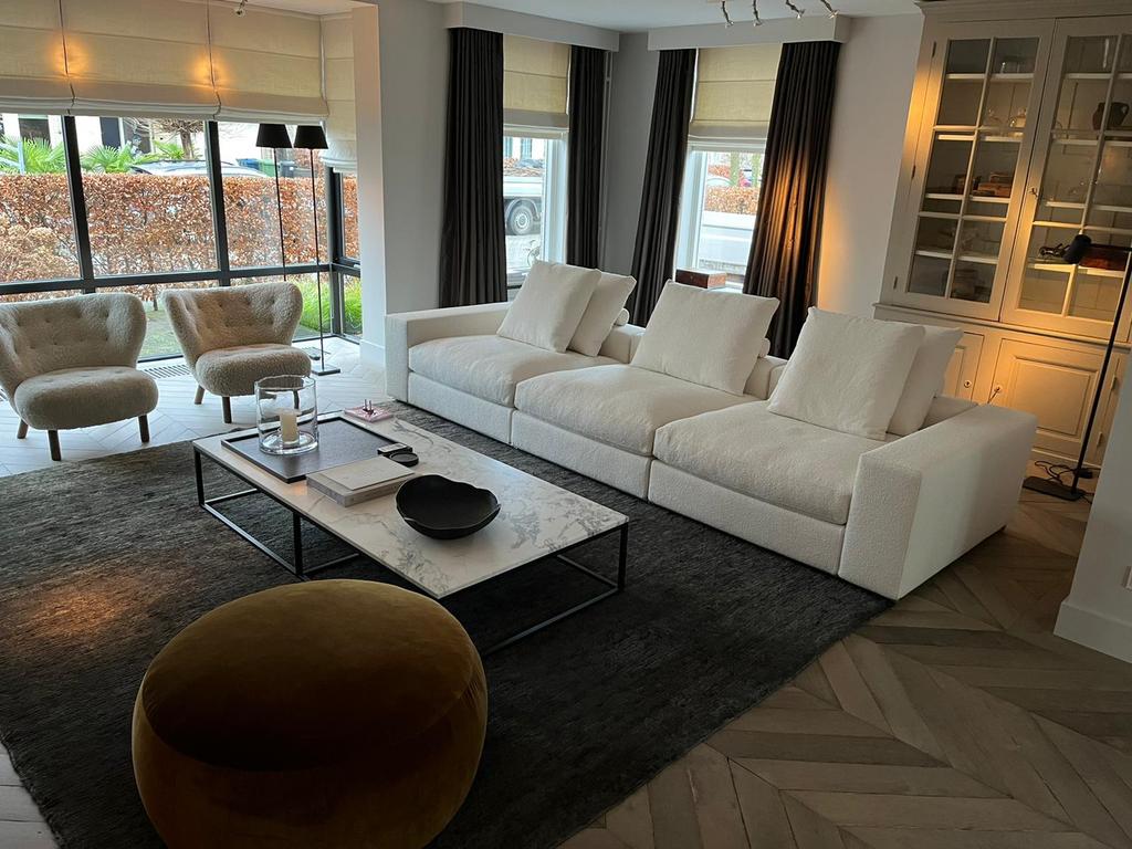 Nwe modulaire Flexform Groundpiece 122x348cm stof bouclé, Huis en Inrichting, Banken | Bankstellen, 100 tot 125 cm, Leer, Ophalen of Verzenden