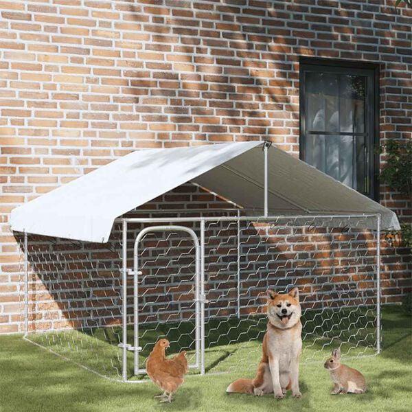 Hondenkennel voor buiten met dak 200x200x150 cm, Bdb, 110 cm of meer, 100 cm of meer, Nieuw