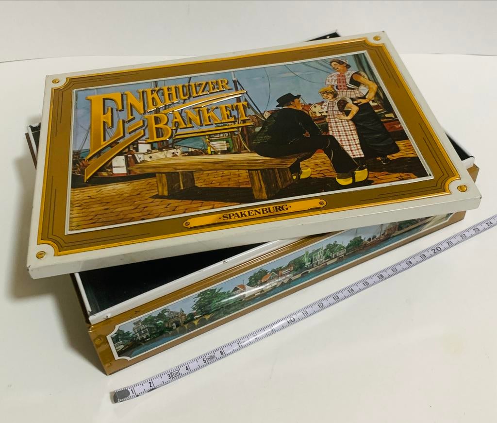 Enkhuizer Banket Blikken Trommel - Spakenburg blik vintage, Ophalen of Verzenden, Zo goed als nieuw, Koek(jes), Overige merken
