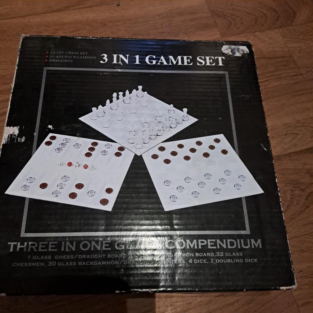 3 in 1 spellen set, Hobby en Vrije tijd, Gezelschapsspellen | Bordspellen, Gebruikt, Een of twee spelers, Ophalen of Verzenden