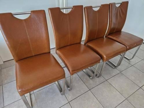 4 x luxe industriële eetkamerstoel cognac ., Ophalen, Overige kleuren, Overige materialen, Zo goed als nieuw