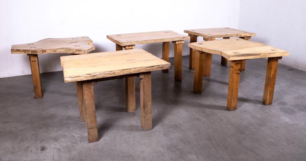 1 set 5 stuks Horecatafel Boomstam mix 105cm, Overige materialen, Gebruikt, 100 tot 150 cm, Vier personen