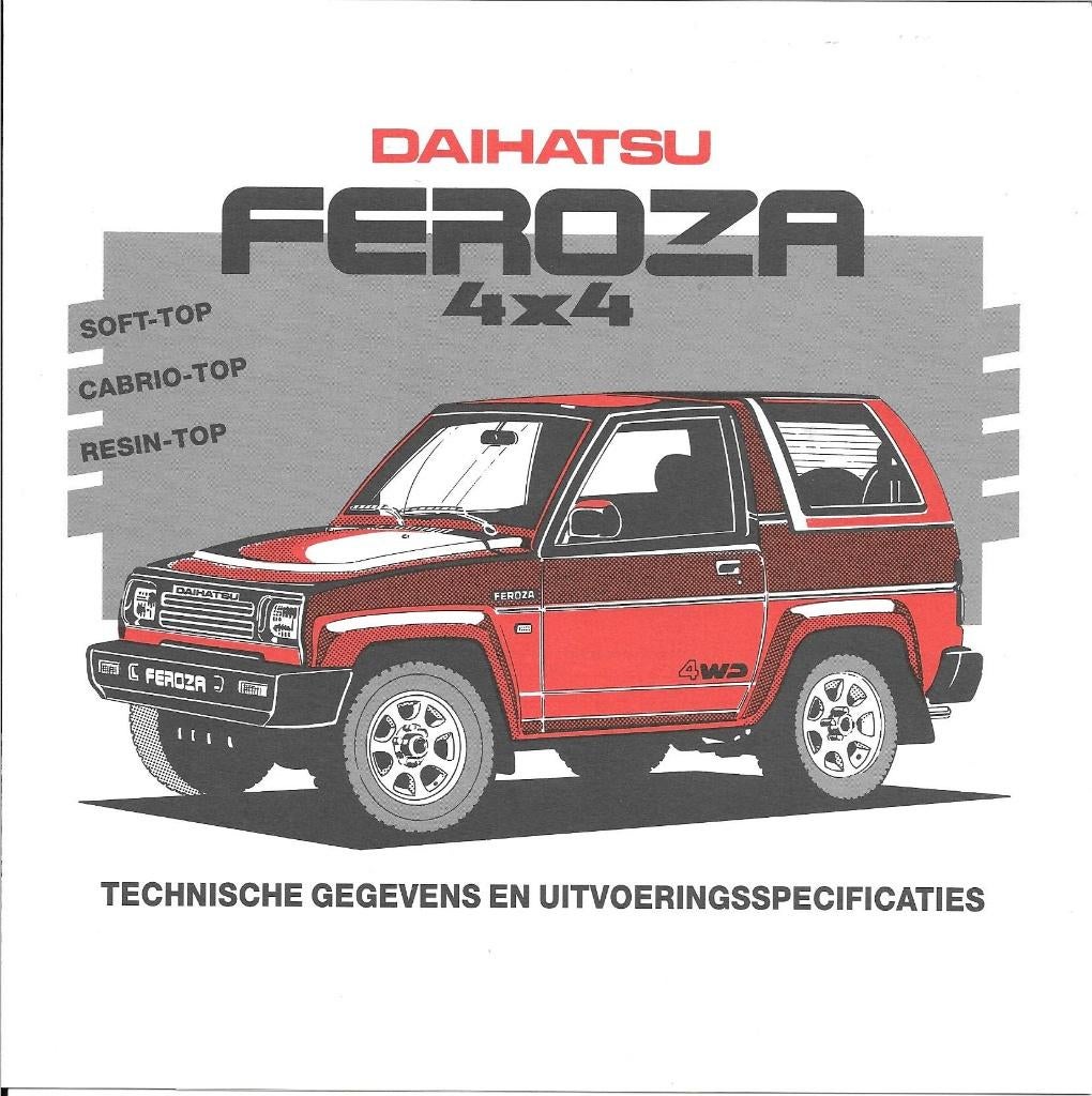 Technische gegevens Daihatsu Feroza 4x4, september 1992, Ophalen of Verzenden, Nieuw, Overige merken