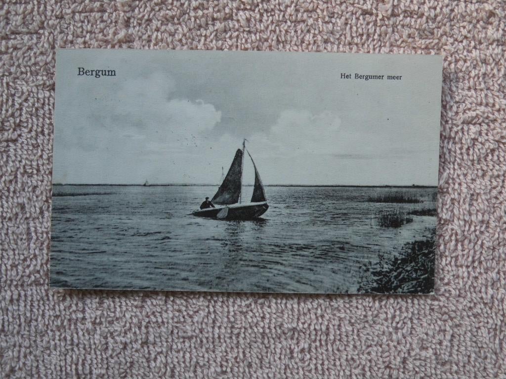 Bergum , Het Bergumermeer gelopen 1909 - scheepje, Ophalen of Verzenden, Voor 1920, Gelopen, Friesland