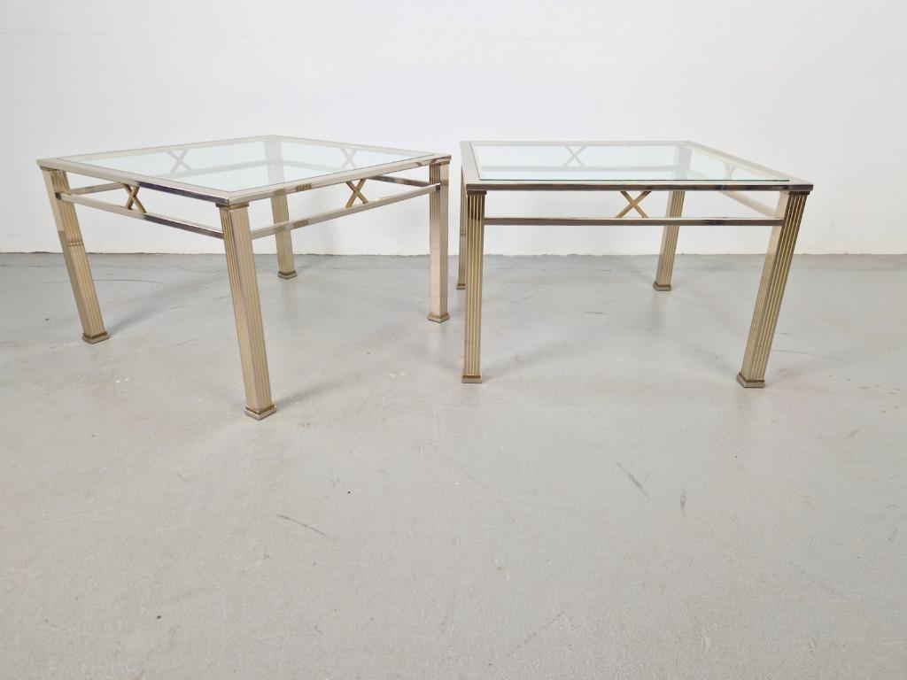 Set 2 Vintage salontafel chroom messing Fratelli Orsenigo 70, Ophalen, 100 tot 150 cm, N, Regency vintage