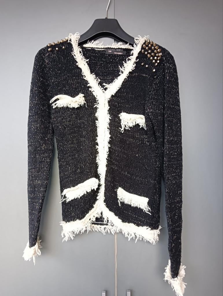 Vestje mt S/M van Tiramisu met studs en fluffy details, Zwart, Ophalen of Verzenden, Zo goed als nieuw, Maat 36 (S)
