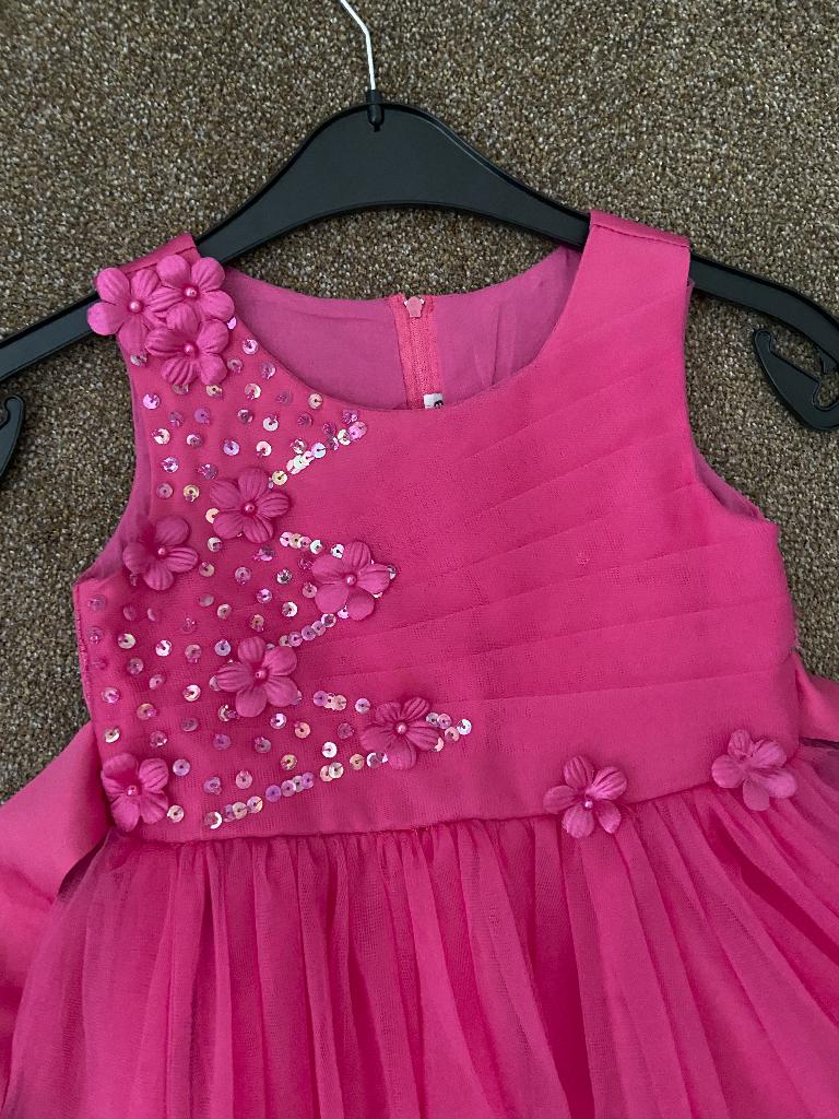 Feestjurk meisje roze fuchsia maat 110/116, Ophalen of Verzenden, Gebruikt, Meisje, Jurk of Rok