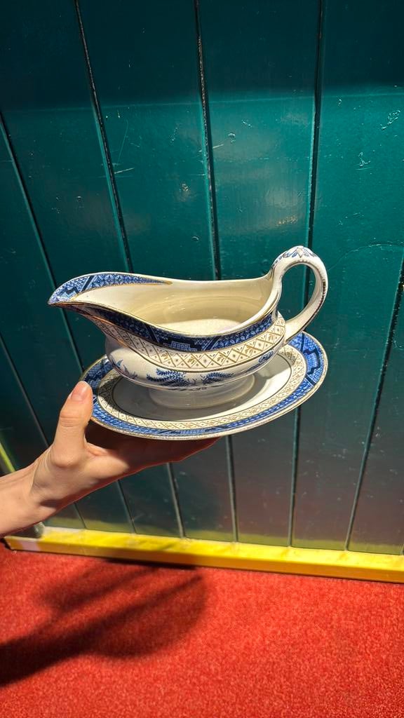 Vintage - Booths - Real Old Willow - Gravy boat with plate, Antiek en Kunst, Ophalen of Verzenden
