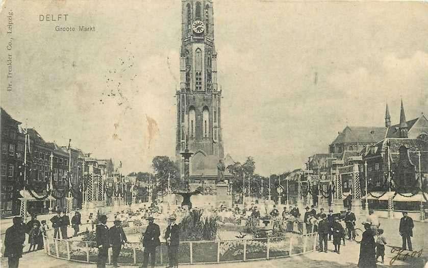 300-146-001 Delft Groote Markt, Ophalen of Verzenden, Voor 1920, Zuid-Holland