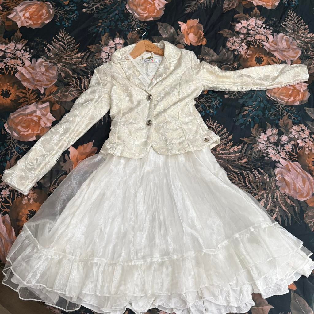 Carbone Communie/bruidsmeisjes jurk & blazer, Kinderen en Baby's, Kinderkleding | Maat 140, Ophalen of Verzenden, Zo goed als nieuw