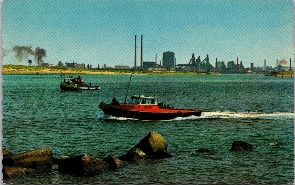 IJmuiden - Buitenhaven met Hoogovens jaren 60, Verzamelen, Ophalen of Verzenden, 1960 tot 1980, Ongelopen, Noord-Holland