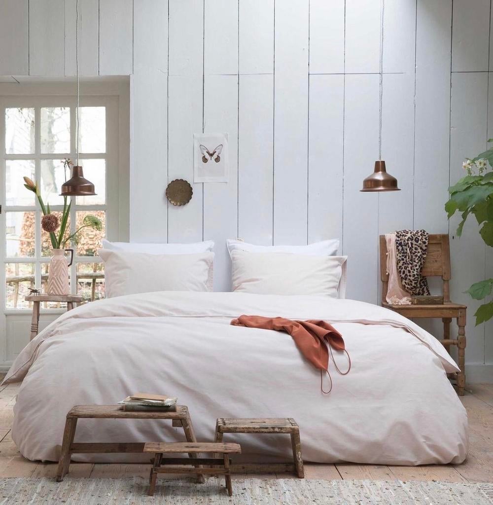 Walra Beige dekbedovertrek met tekst - Tweepersoons 240/200, Beige, Dekbedovertrek, Tweepersoons, Ophalen of Verzenden