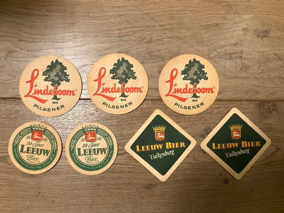 Bierviltjes Leeuw en Lindeboom, Verzamelen, Biermerken, Ophalen, Gebruikt, Viltje(s), Leeuw